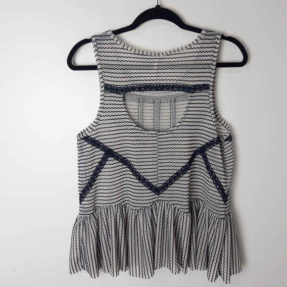 Free People Lace and Stripe Peplum Top - Picture 4 of 5